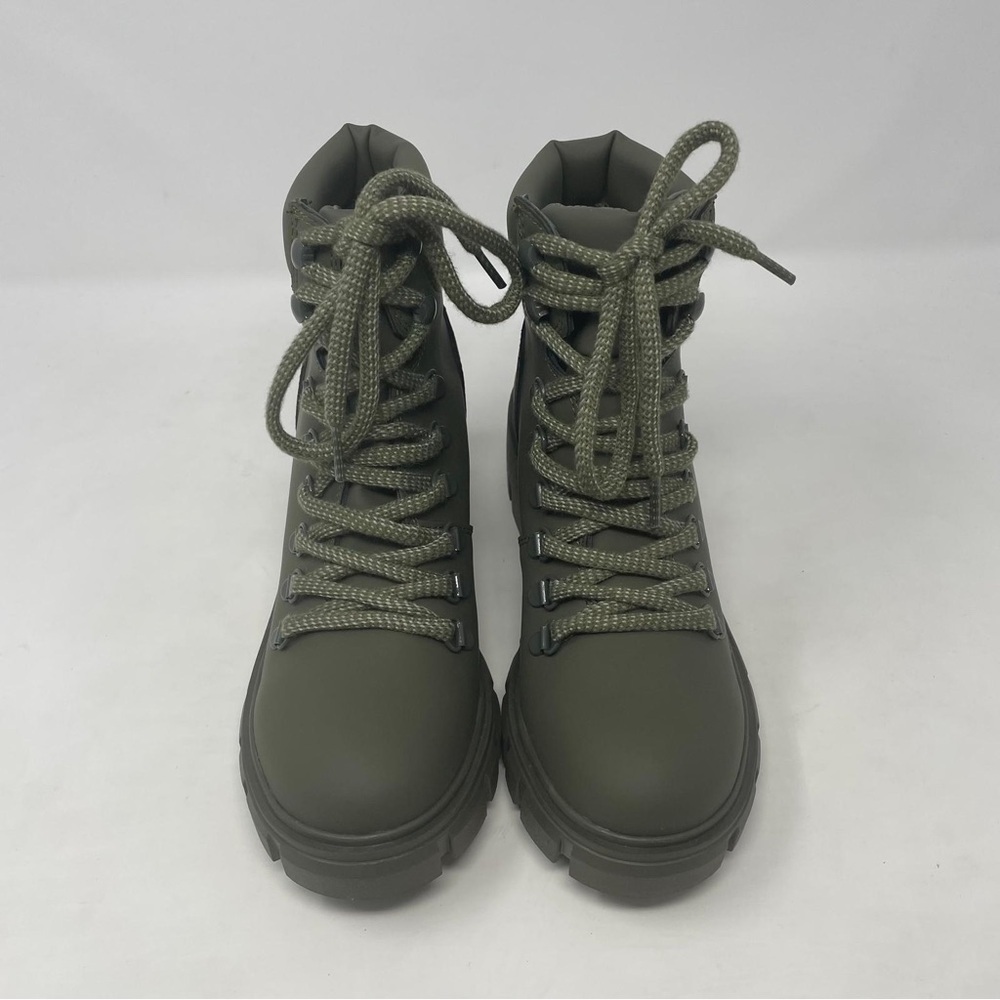 Aqua Reign Block Heel Water Resistant Platform Combat Boots in Olive Green - NWT - Picture 5 of 13